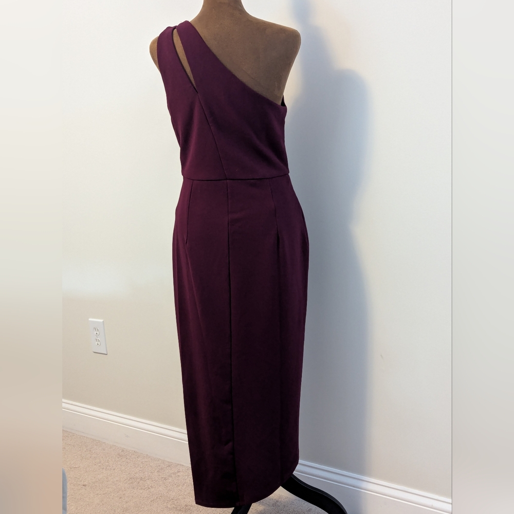 Lulus So Flirty Burgundy One-Shoulder Cutout Asymmetrical Formal Prom Dress, M - Picture 5 of 14